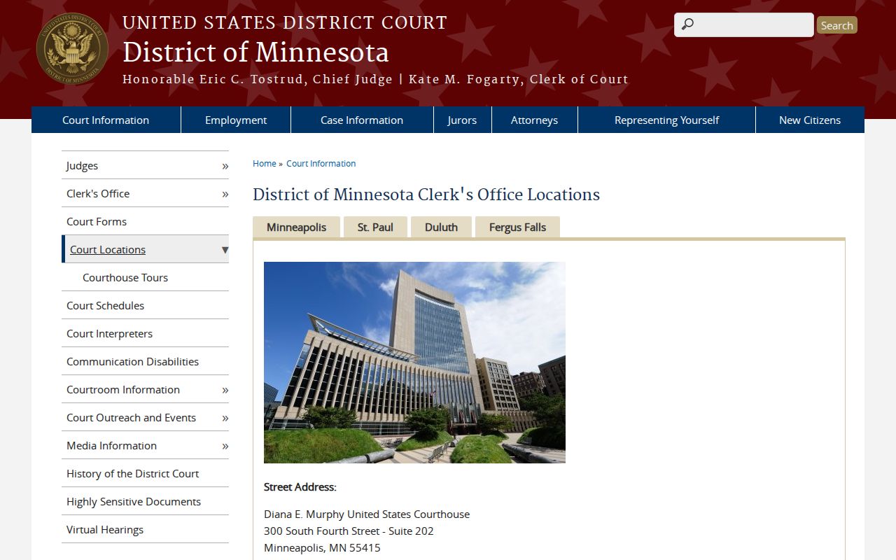 Nicollet County court records federal court-location reference