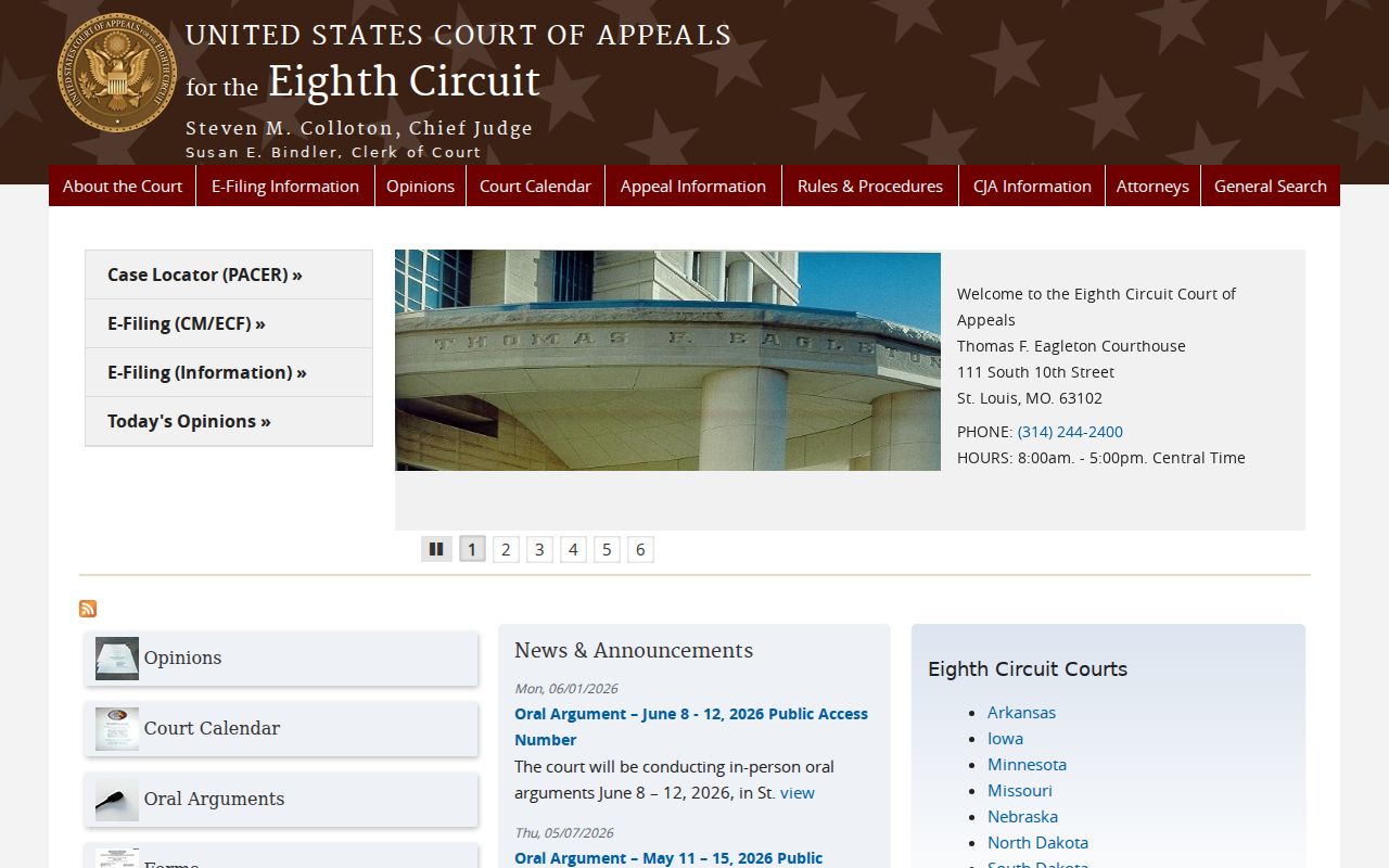 Nicollet County court records federal appellate route reference