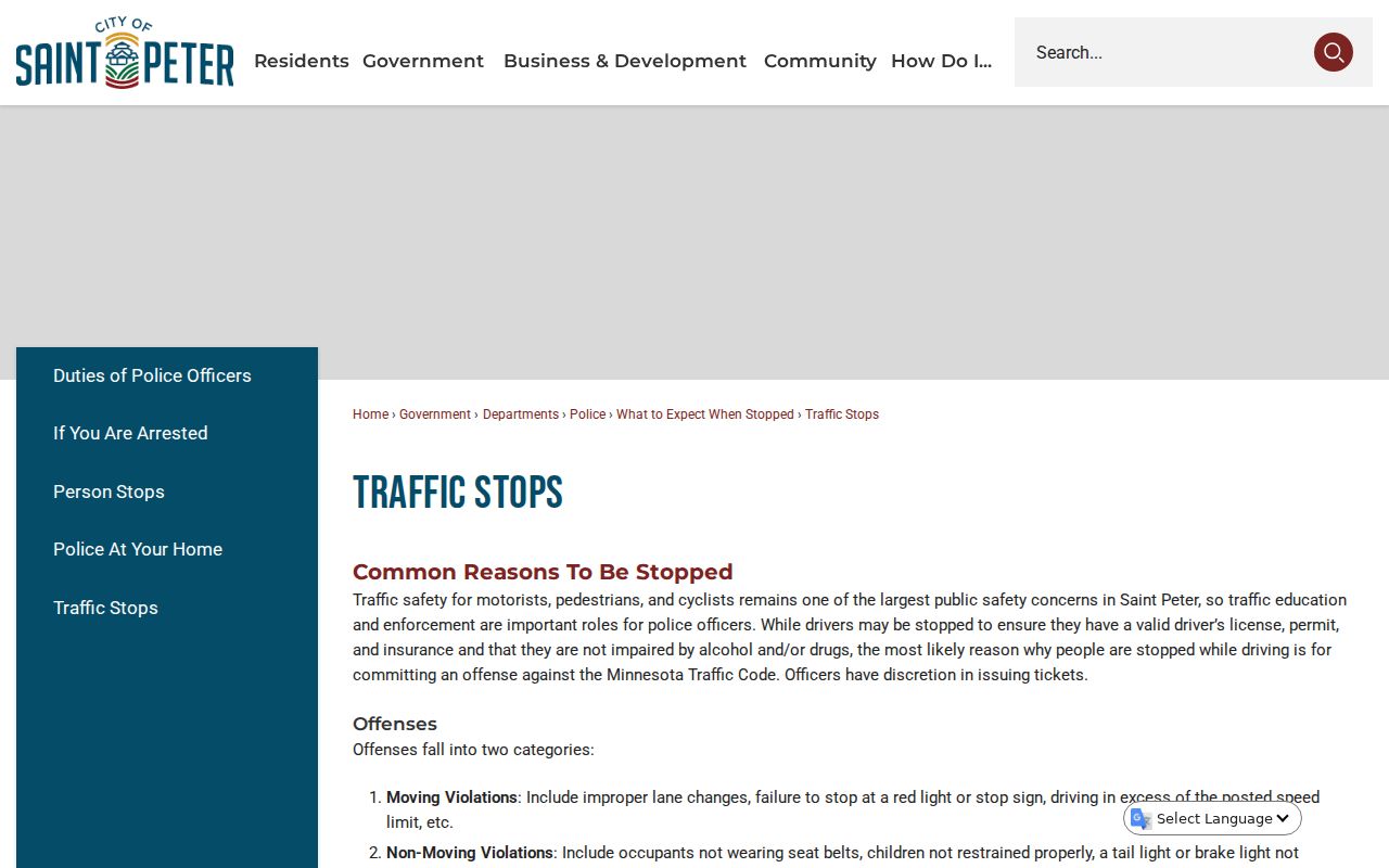 Nicollet County traffic court contest route reference